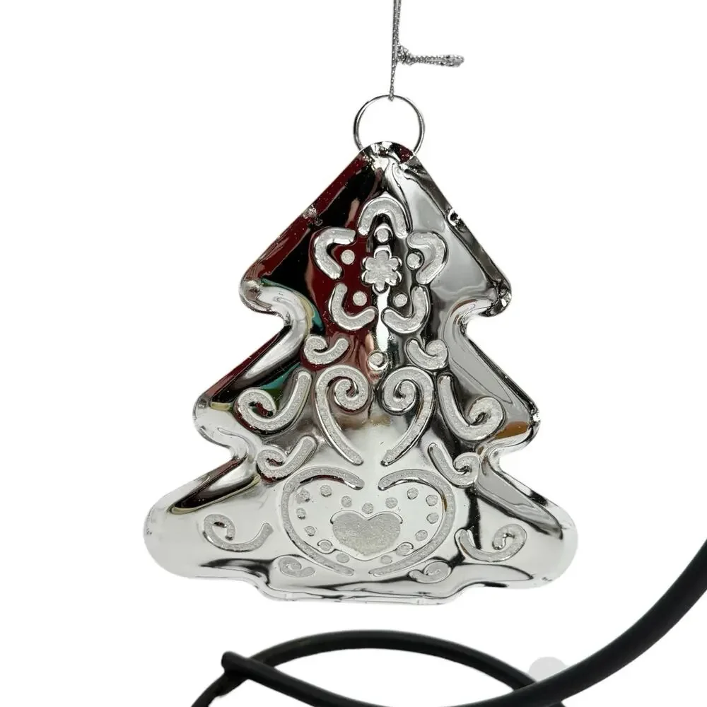 3 - Silver Tone Lightweight Decorative Christmas‎ Tree Ornament 4.5
